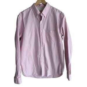 Brooks Brothers Supima Cotton Pink Striped Green Oxford Button Down Shirt M